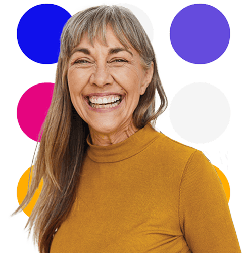 Smiling woman in tan shirt