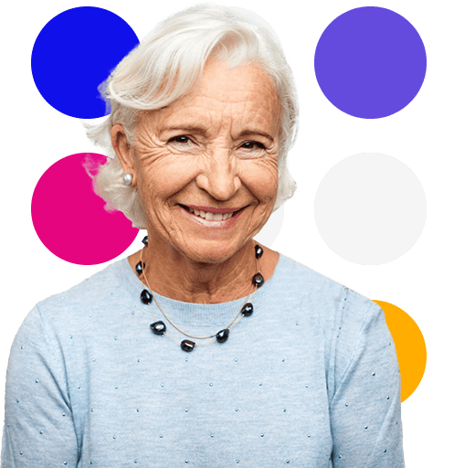 Smiling woman in light blue shirt